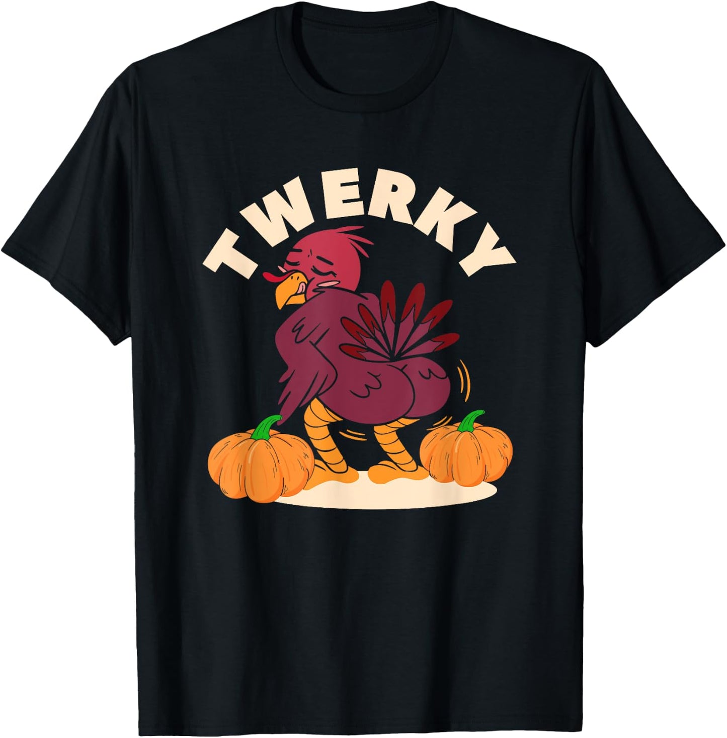 Twerky Turkey Butt Funny Thanksgiving Twerk Dab Dance T-Shirt - T-Shirt | Black