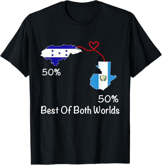 Half Honduran Half Guatemalan Flag Map Guatemala T-Shirt - T-Shirt | Black