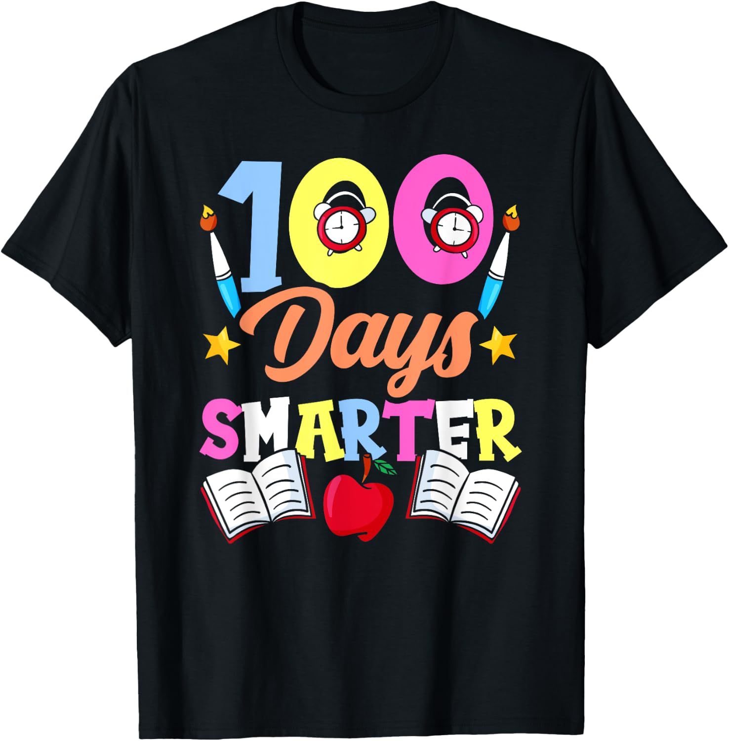 100 Days Smarter Sayings Sweet Cute Team T-Shirt - T-Shirt | Black