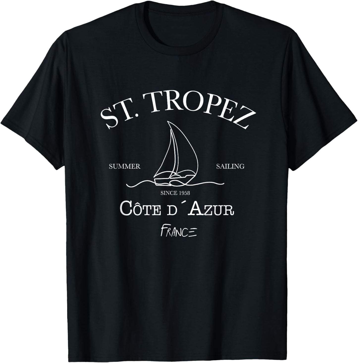 St. Tropez Summer Sailing T-Shirt - T-Shirt | Black