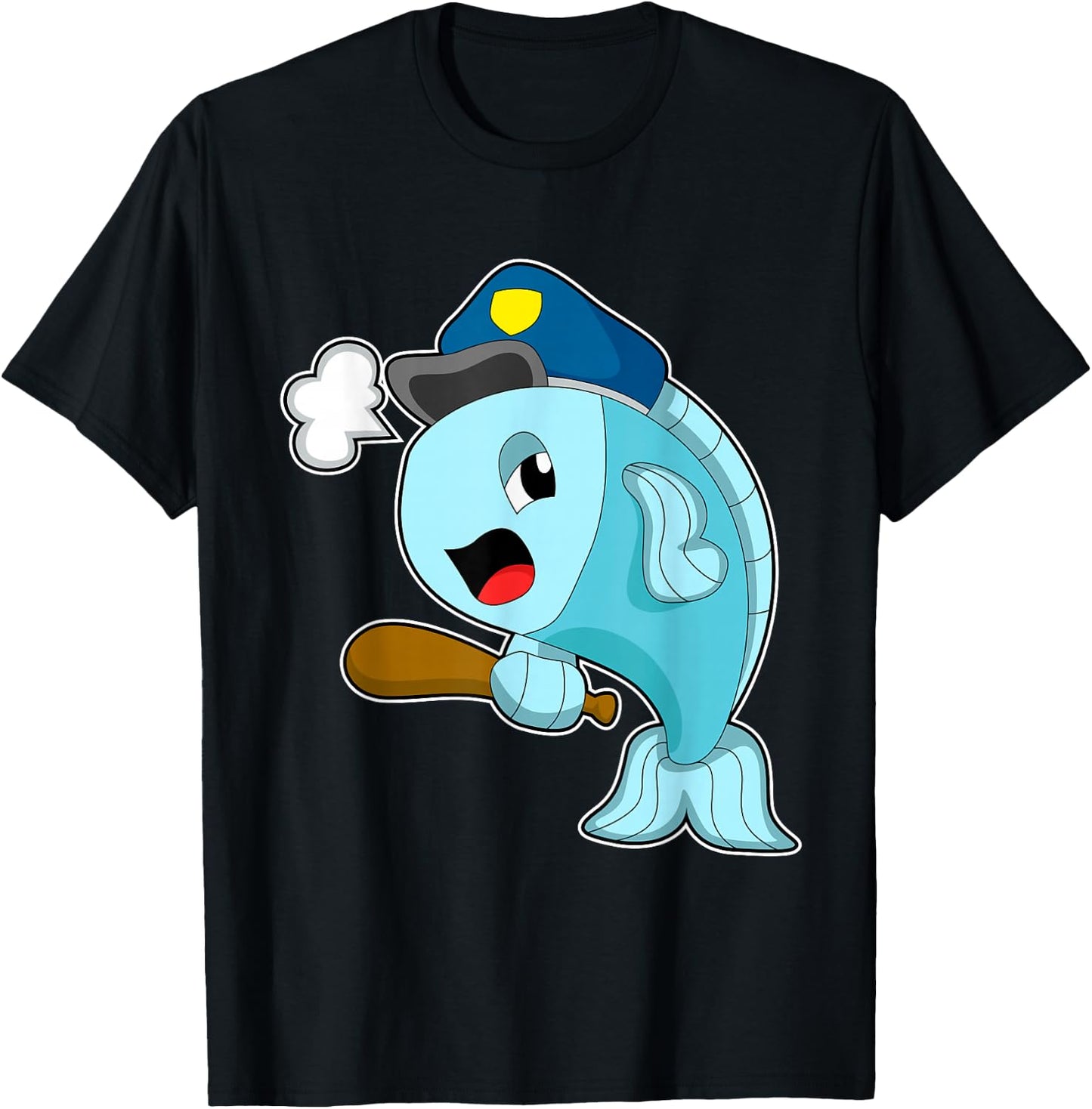 Fish Cop Baton Police T-Shirt - T-Shirt | Black