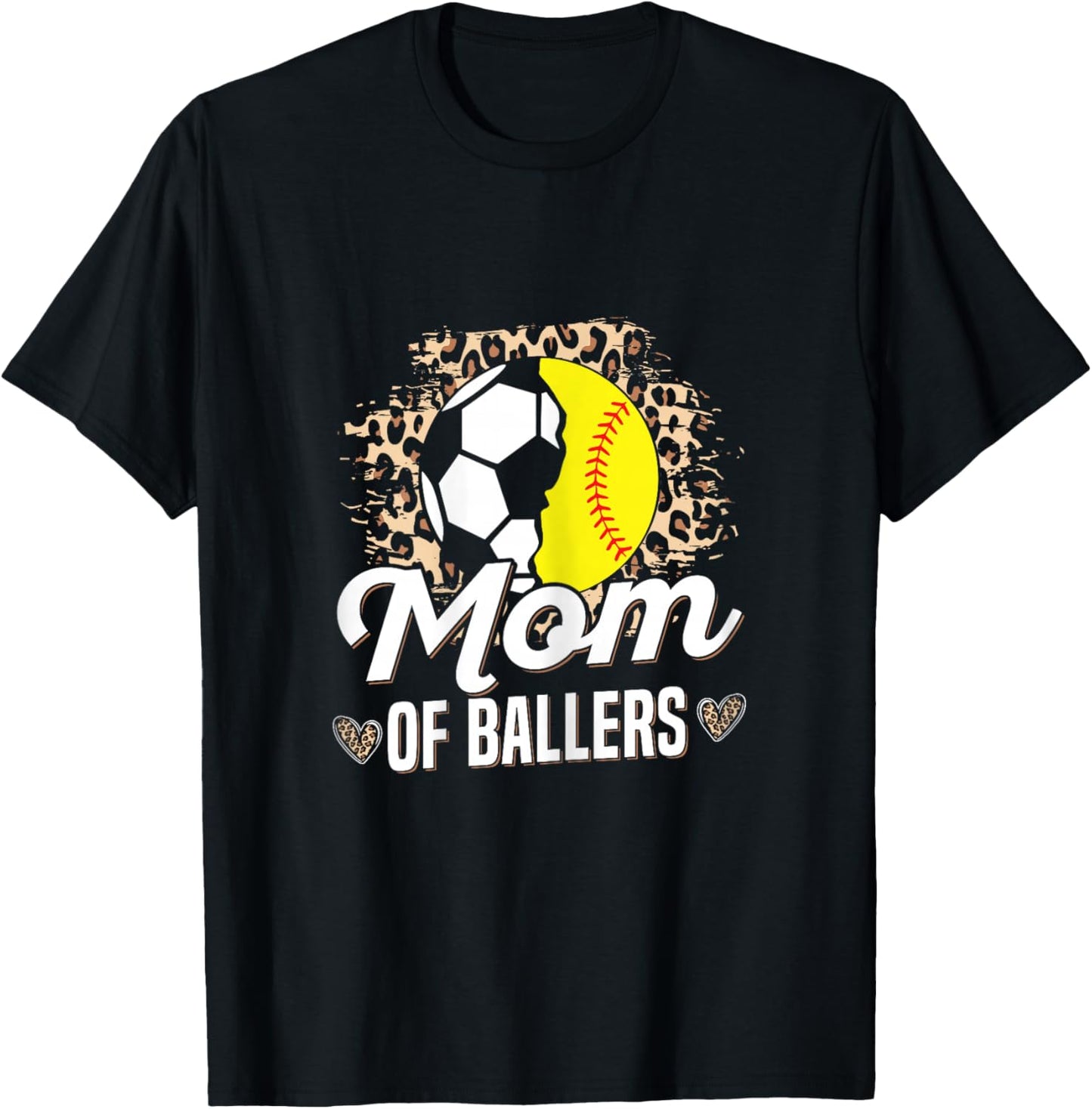 Mom of ballers Design for a Mom of softball and soccer T-Shirt - T-Shirt | Black