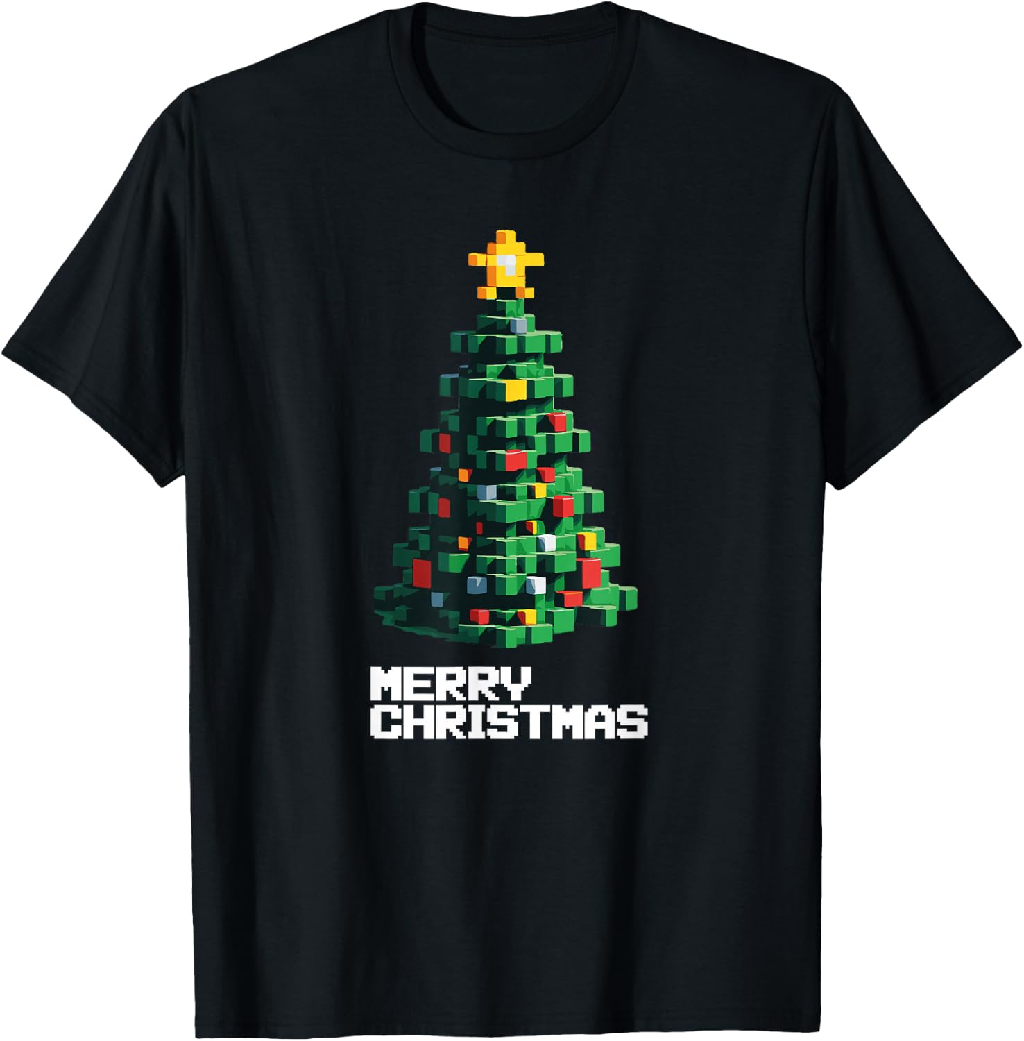 Santa's Christmas Tree Gamer Ugly Xmas Sweater 8-BIt Gaming T-Shirt - T-Shirt | Black