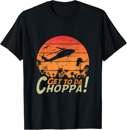 Get To The Chopper funny retro sci-fi movie quote T-Shirt - T-Shirt | Black