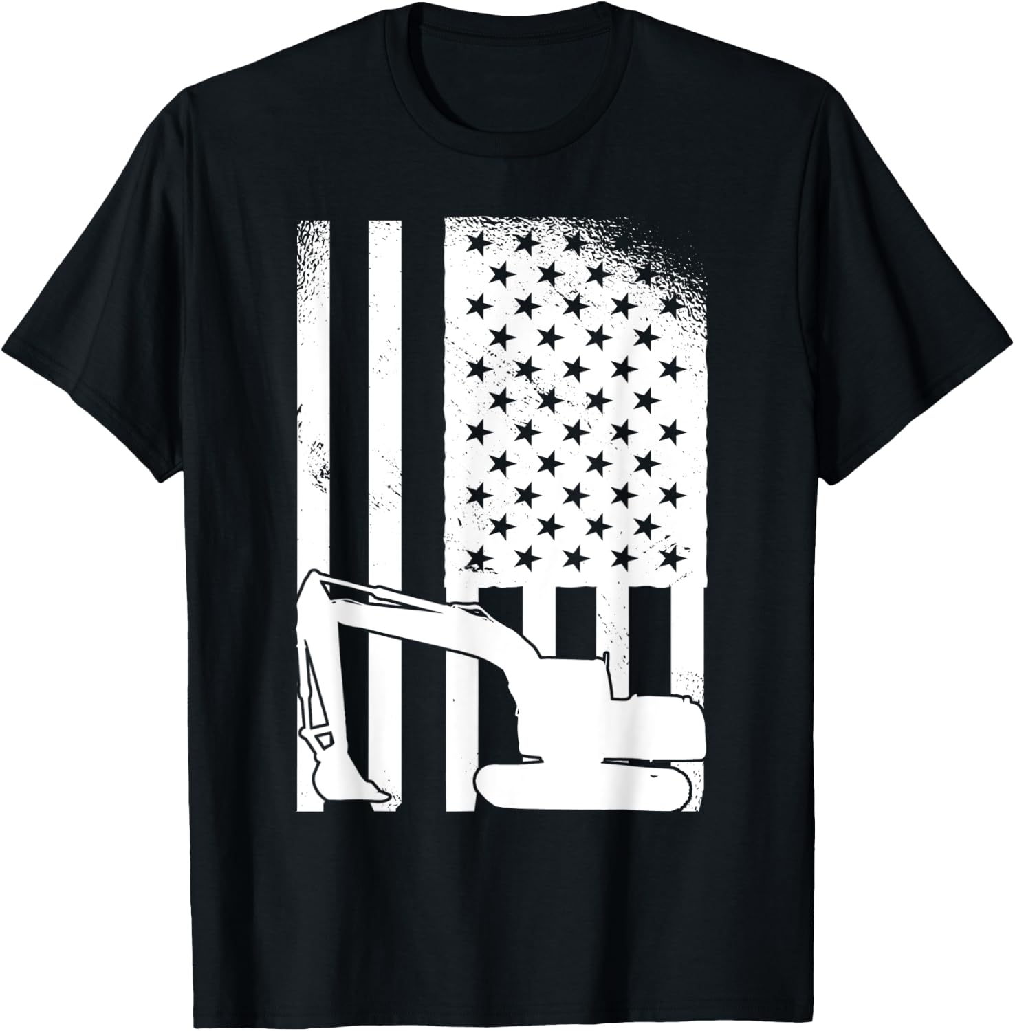 Excavator Toys and Accessories - American Flag Digger T-Shirt - T-Shirt | Black