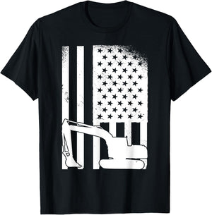 Excavator Toys and Accessories - American Flag Digger T-Shirt - T-Shirt | Black