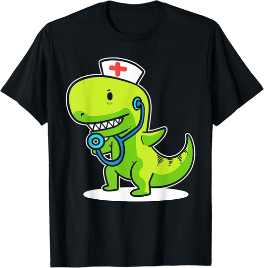 T-rex Nurse Pediatric Nurse T-Shirt - T-Shirt | Black