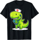 T-rex Nurse Pediatric Nurse T-Shirt - T-Shirt | Black