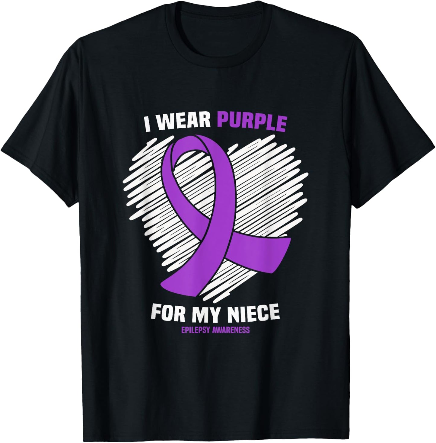 I Wear Purple For My Niece Epilepsy Awareness T-Shirt - T-Shirt | Black