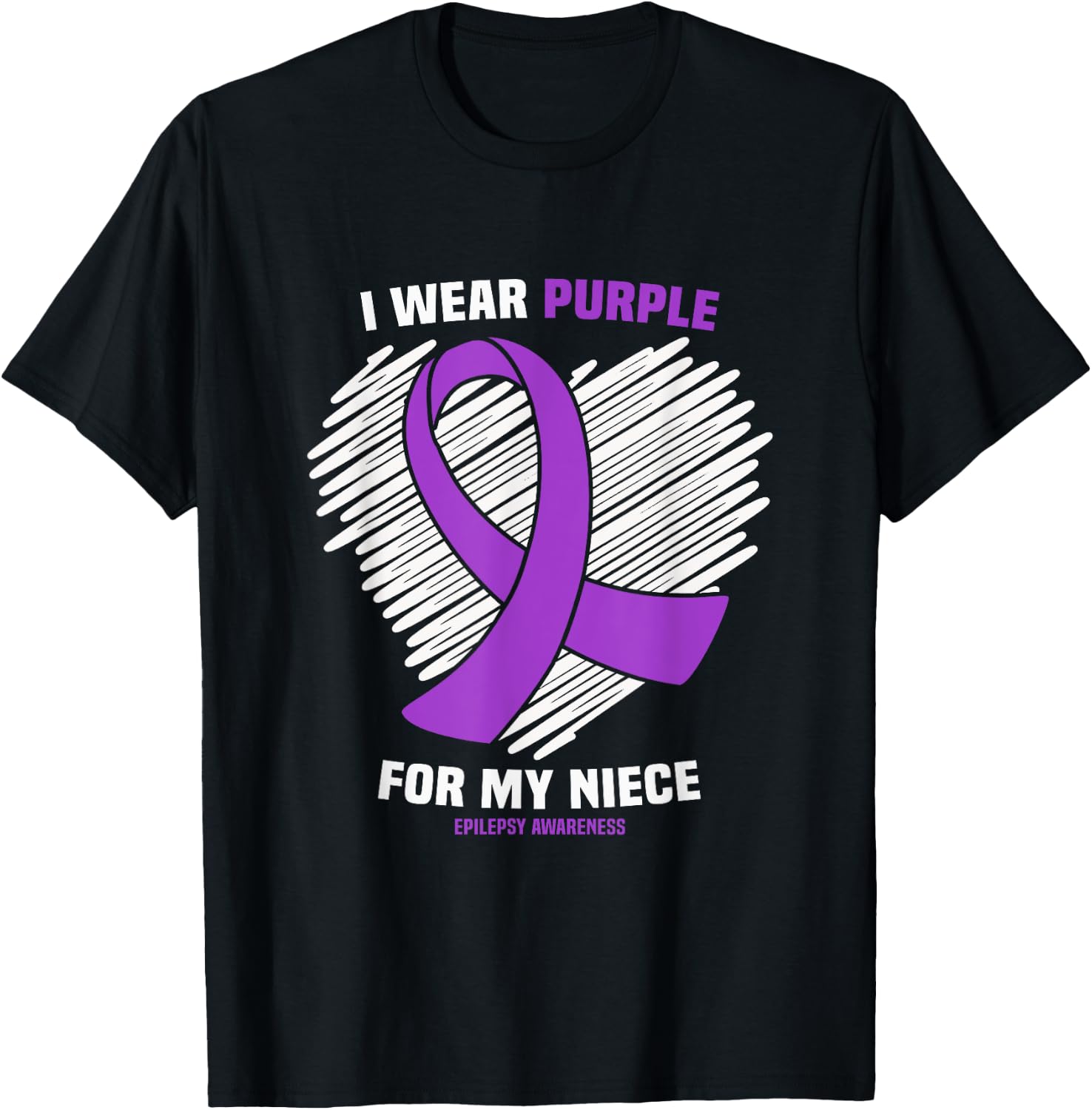 I Wear Purple For My Niece Epilepsy Awareness T-Shirt - T-Shirt | Black