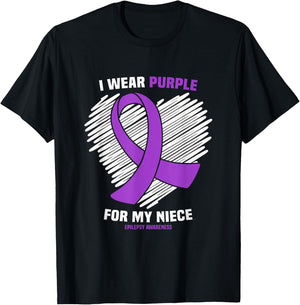 I Wear Purple For My Niece Epilepsy Awareness T-Shirt - T-Shirt | Black