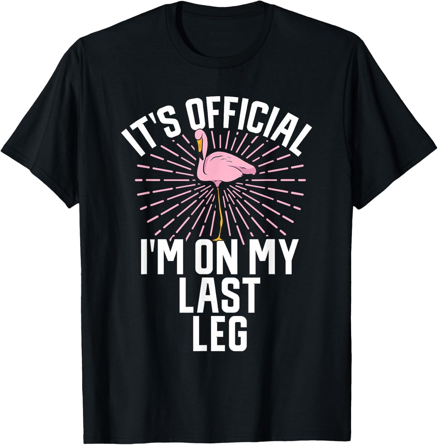 Its Official Im On My Last Leg Flamingo Amputee Amputation T-Shirt - T-Shirt | Black
