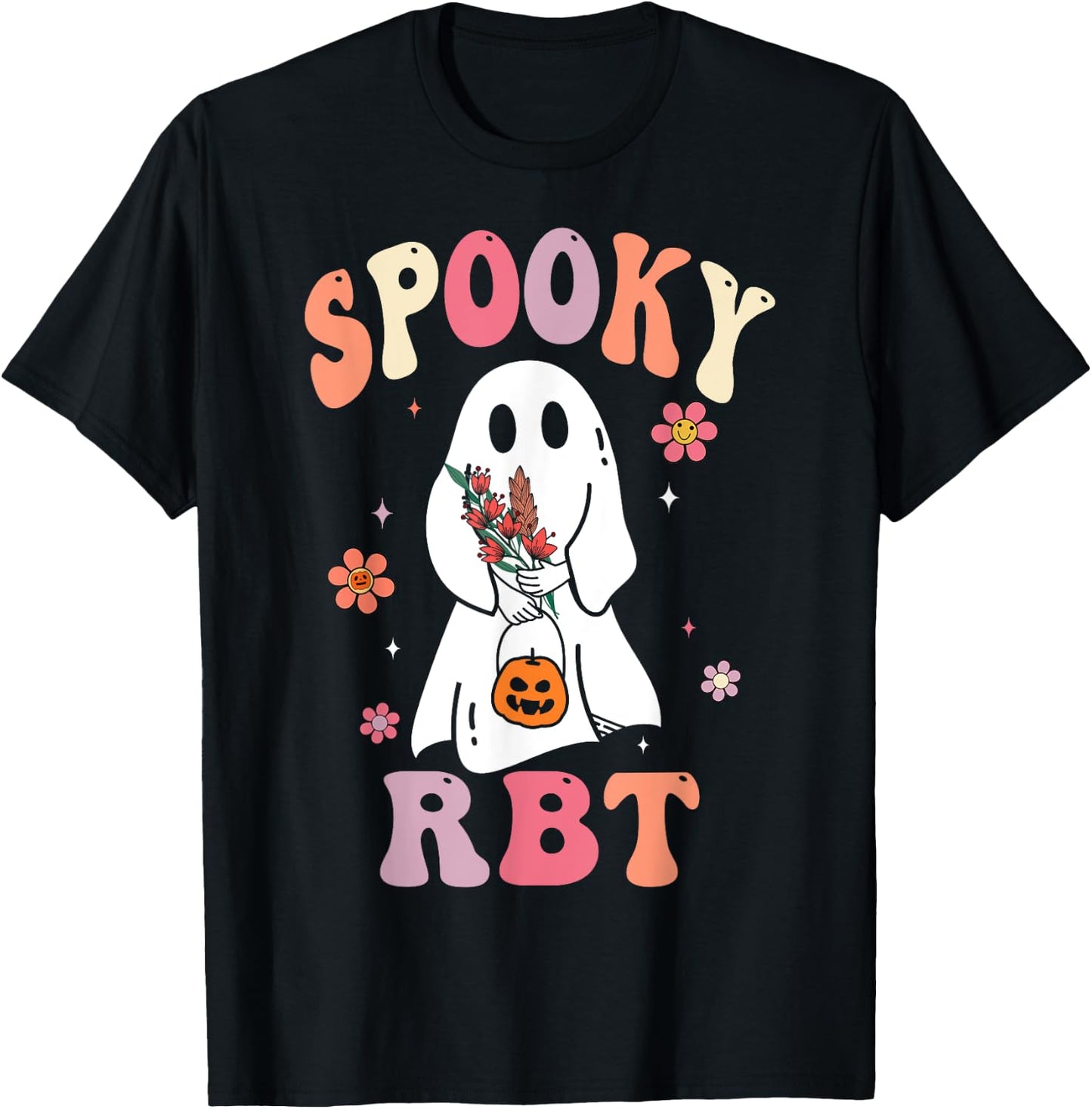 Retro Spooky Rbt Behavior Technician Halloween Rbt Therapist T-Shirt - T-Shirt | Black