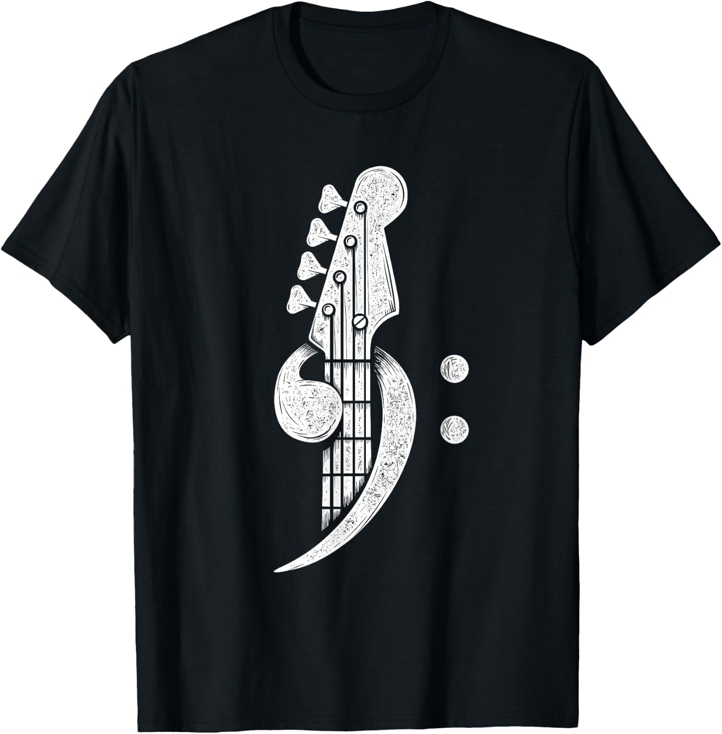 Bass Cleff - Headstock Bassist Bass Guitar Musician Music T-Shirt - T-Shirt | Black
