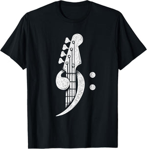 Bass Cleff - Headstock Bassist Bass Guitar Musician Music T-Shirt - T-Shirt | Black