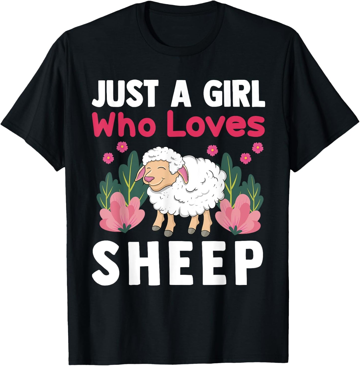 Cute Sheep Art For Sheep Lover Women Girls Kids Farm Animal T-Shirt - T-Shirt | Black