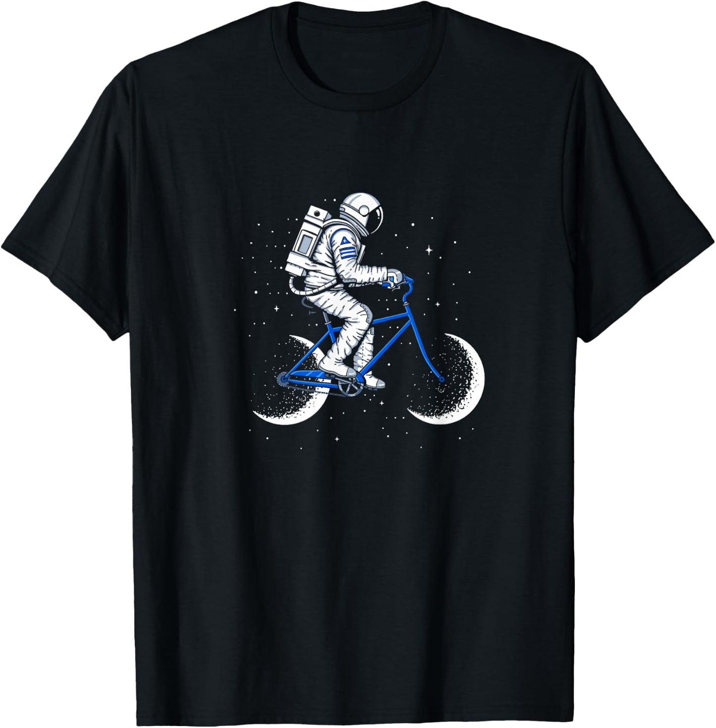 Moon Cycle Astronaut on Bicycle Space Galaxy T-Shirt - T-Shirt | Black