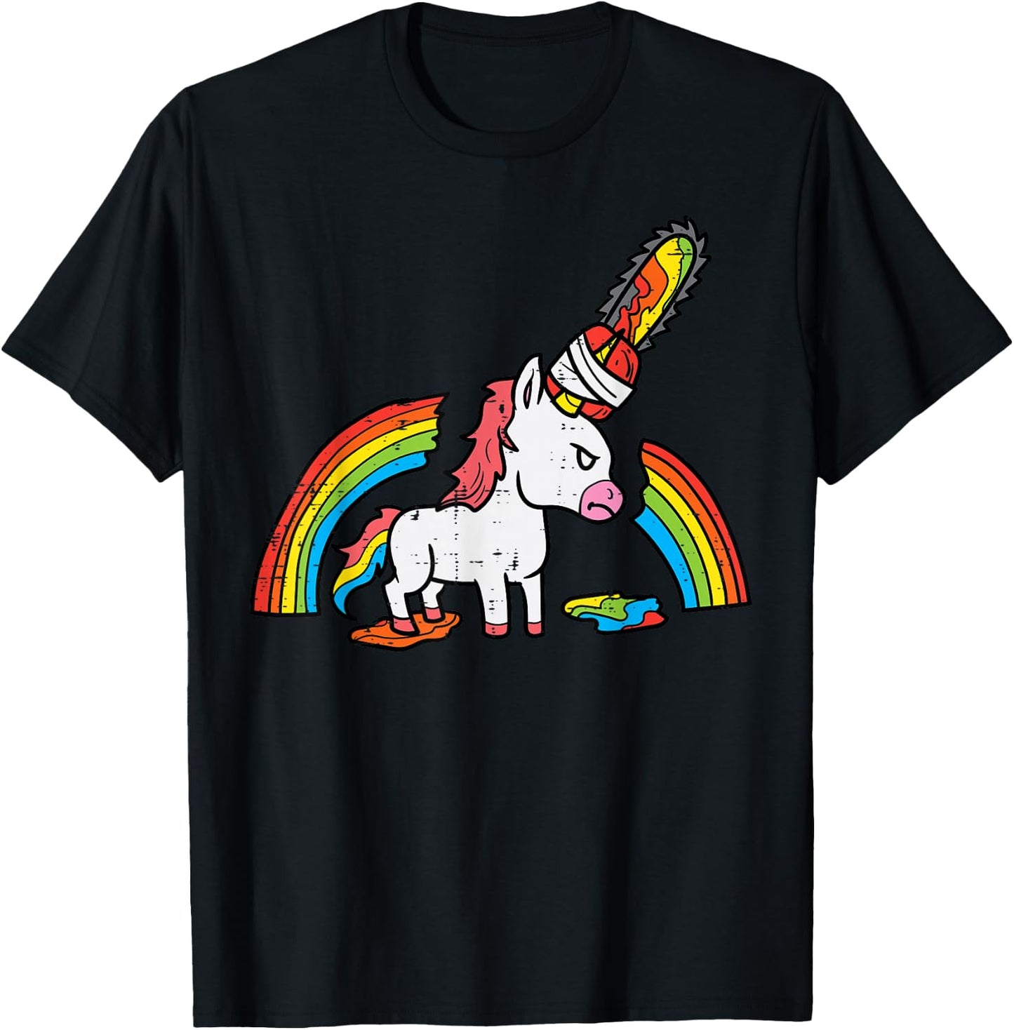 Unicorn Chainsaw Horror Funny Grim Halloween Men Women Kids T-Shirt - T-Shirt | Black