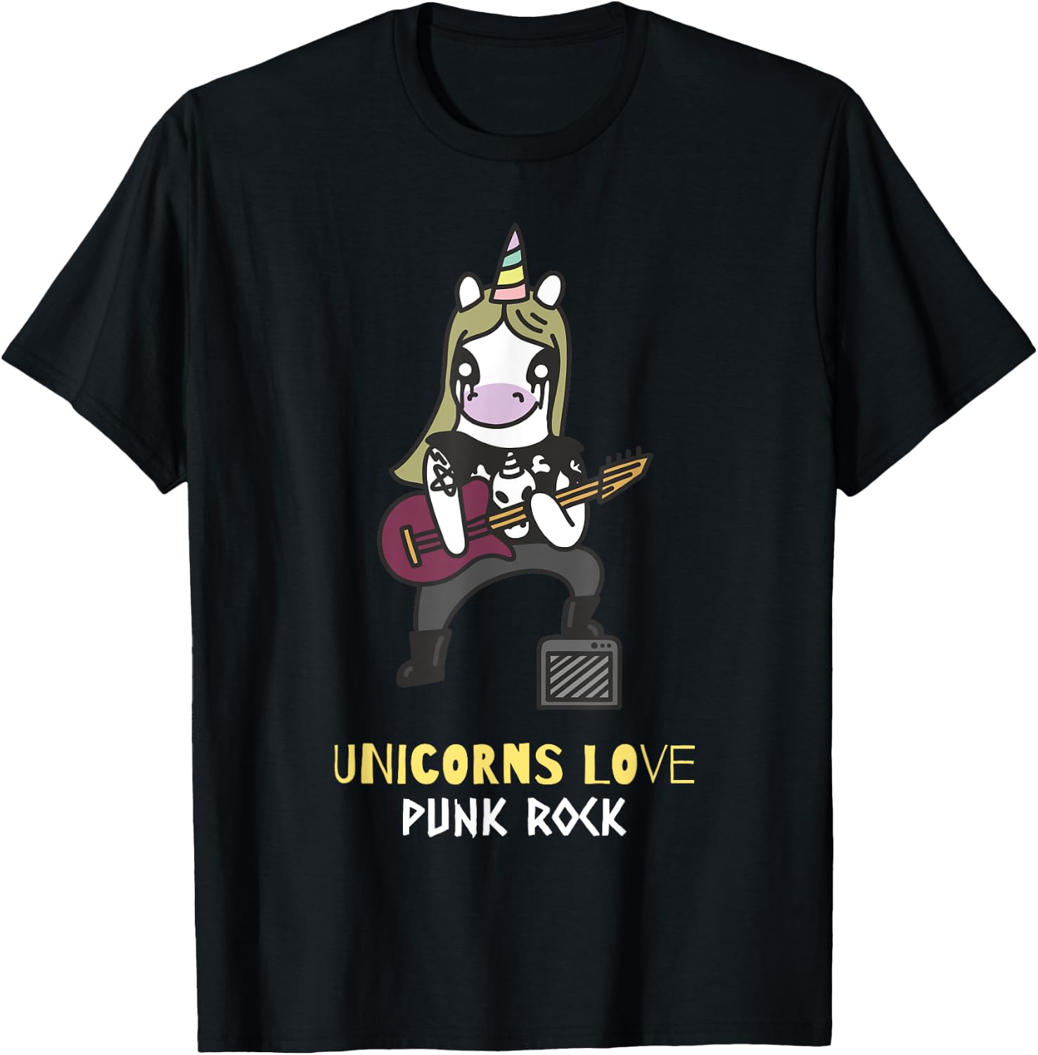 Punk Rock Unicorn Band Unicorns Love Punk Rock T-Shirt - T-Shirt | Black