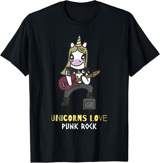 Punk Rock Unicorn Band Unicorns Love Punk Rock T-Shirt - T-Shirt | Black