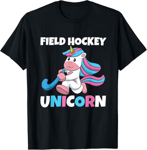 Field Hockey Unicorn Scoring Sports Assists Goalkeeper T-Shirt - T-Shirt | Black