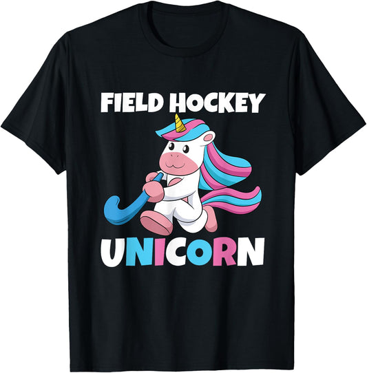 Field Hockey Unicorn Scoring Sports Assists Goalkeeper T-Shirt - T-Shirt | Black