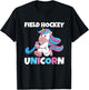 Field Hockey Unicorn Scoring Sports Assists Goalkeeper T-Shirt - T-Shirt | Black