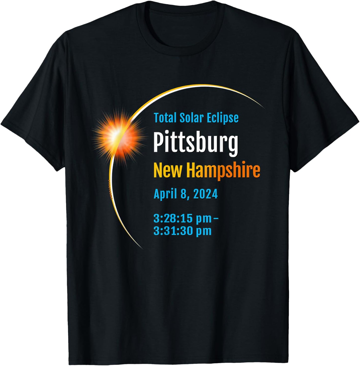 Pittsburg New Hampshire NH Total Solar Eclipse 2024 :: 1 :: T-Shirt - T-Shirt | Black