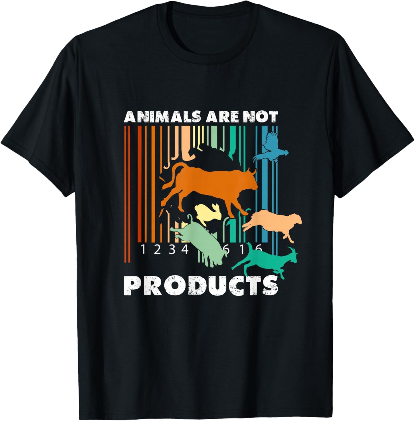 Animal Liberation Barcode Retro Welfare Animal Rights T-Shirt - T-Shirt | Black