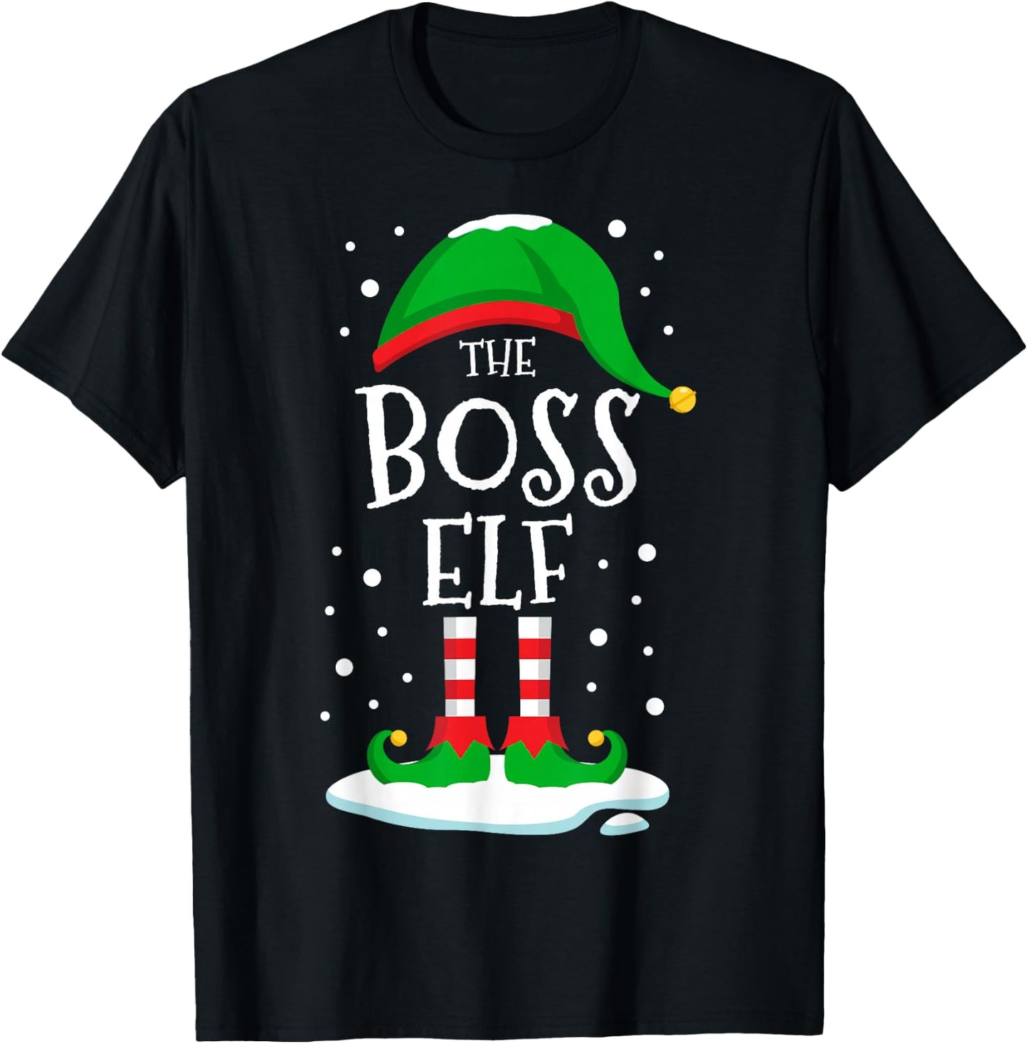 The Boss Elf Christmas Family Matching Xmas Group Funny T-Shirt - T-Shirt | Black