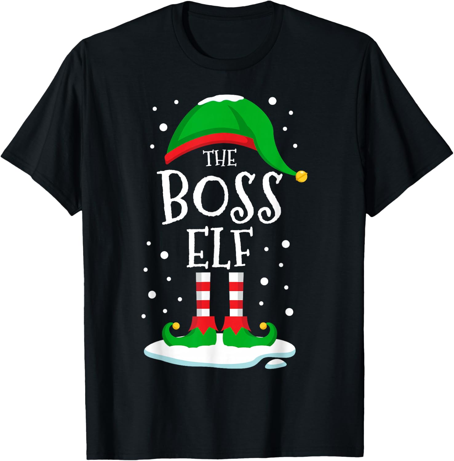 The Boss Elf Christmas Family Matching Xmas Group Funny T-Shirt - T-Shirt | Black