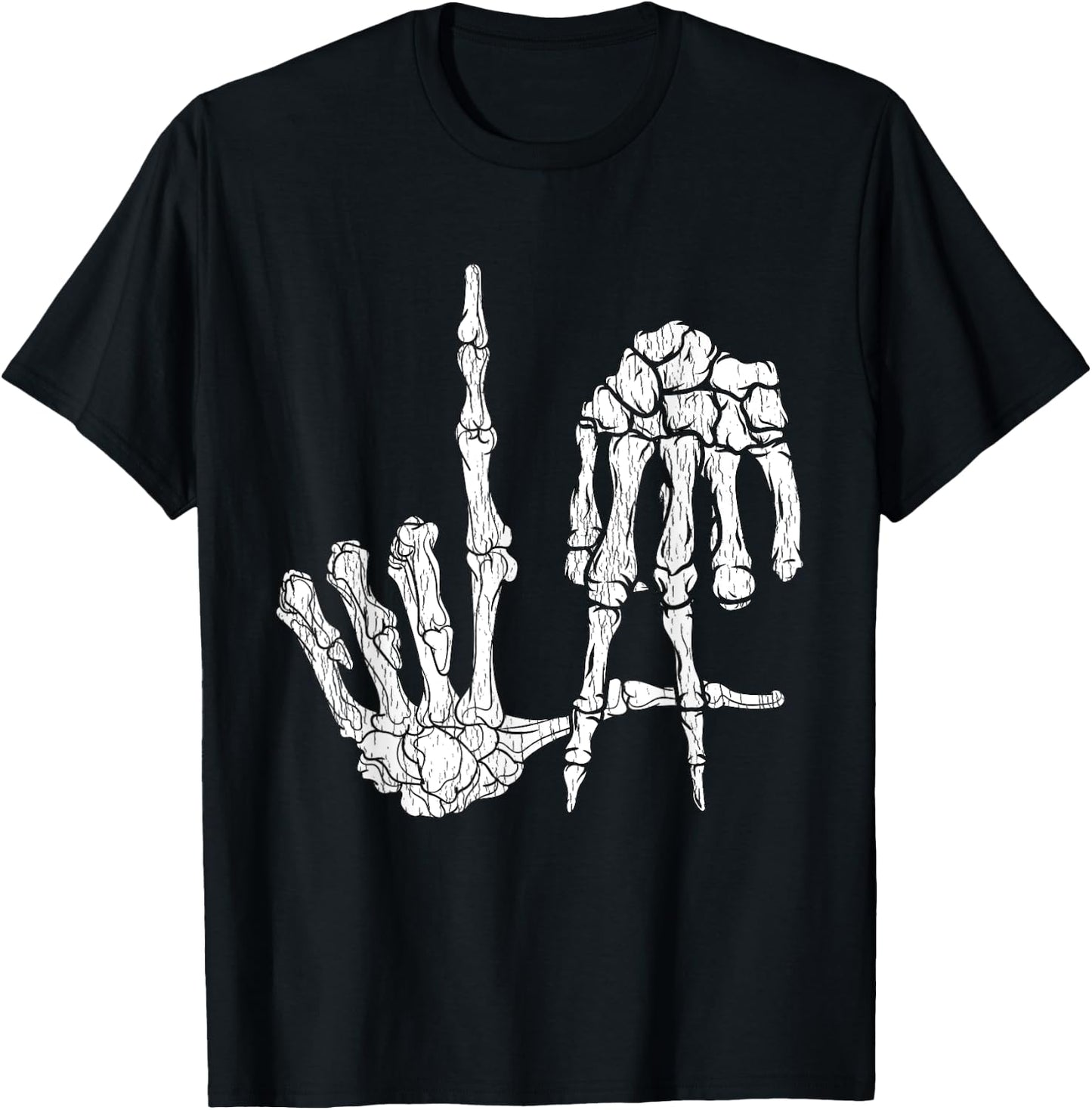 Retro LA Hands Skeleton Los Angeles Hand Sign Halloween T-Shirt - T-Shirt | Black
