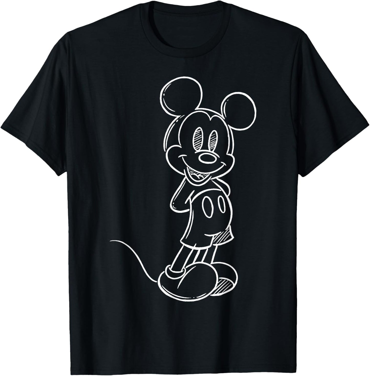 Disney Mickey & Friends Mickey White Sketch T-Shirt - T-Shirt | Black
