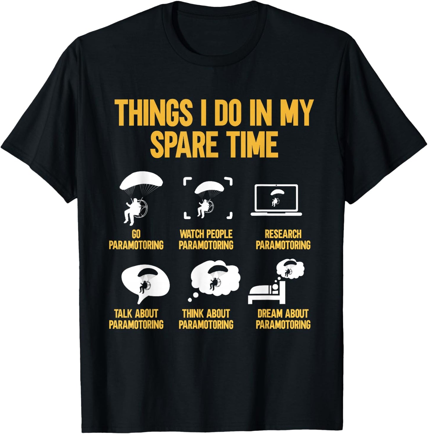 Parasol Flying Motorised Paraglider T-Shirt - T-Shirt | Black