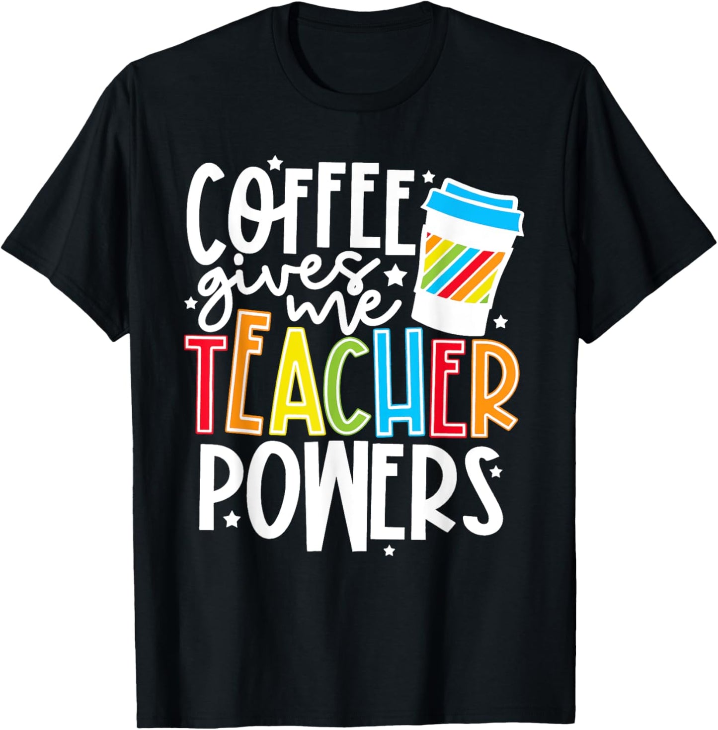 Kid Halloween Costume Coffee Gives Me Teacher Powers T-Shirt - T-Shirt | Black