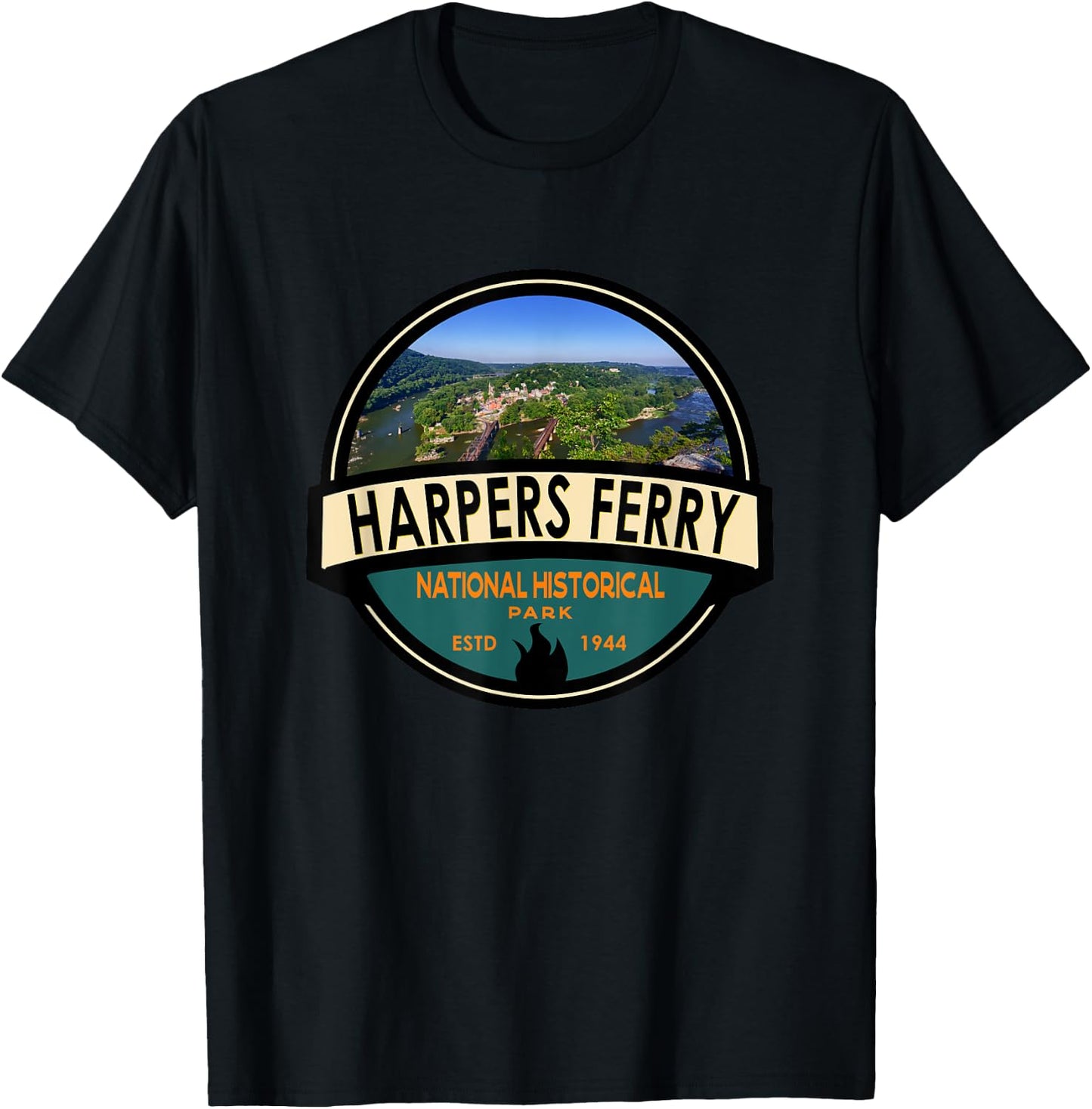 Harpers Ferry National Historical Park Emblem Vintage T-Shirt - T-Shirt | Black