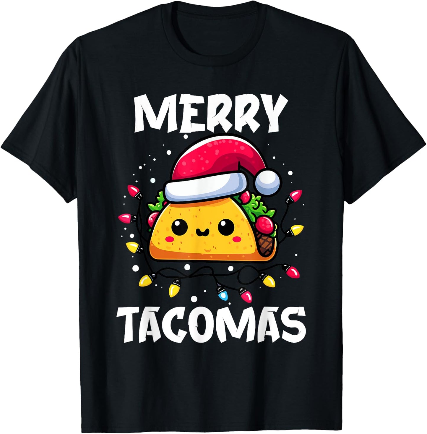 Merry Tacomas Christmas Taco Santa Claus Hat Funny Boys T-Shirt - T-Shirt | Black