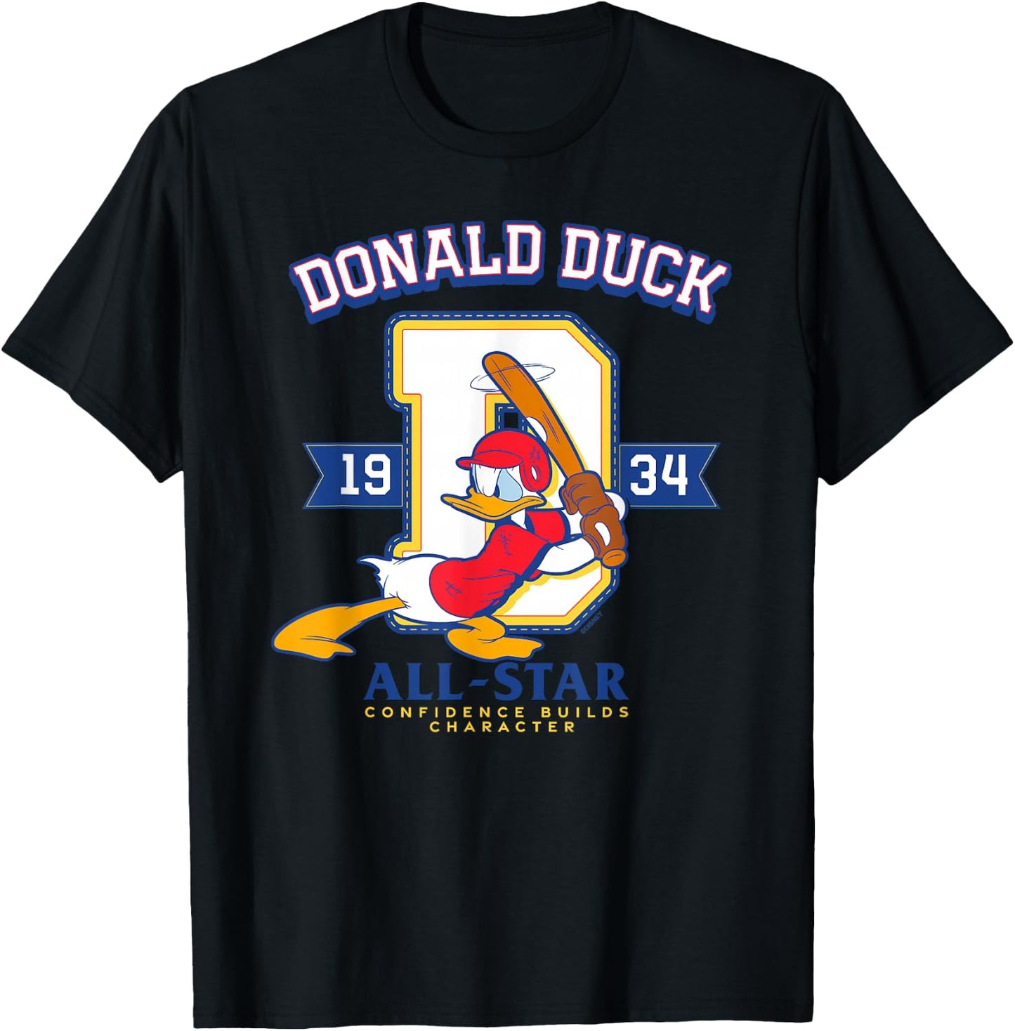 Disney Donald Duck Baseball 1934 All-Star Confidence Sports T-Shirt - T-Shirt | Black