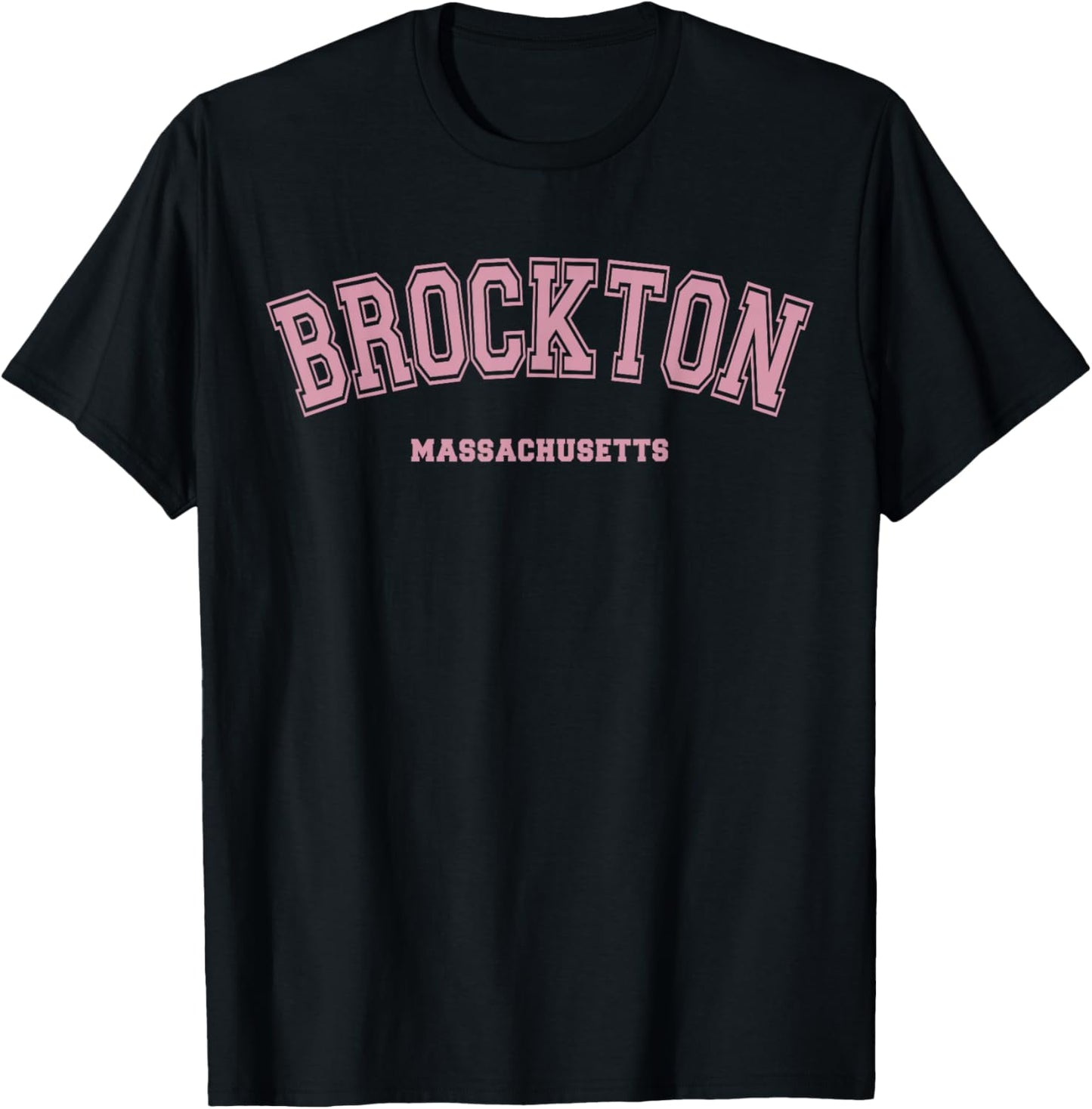 Pink Brockton Massachusetts MA Varsity Style on Brockton T-Shirt - T-Shirt | Black