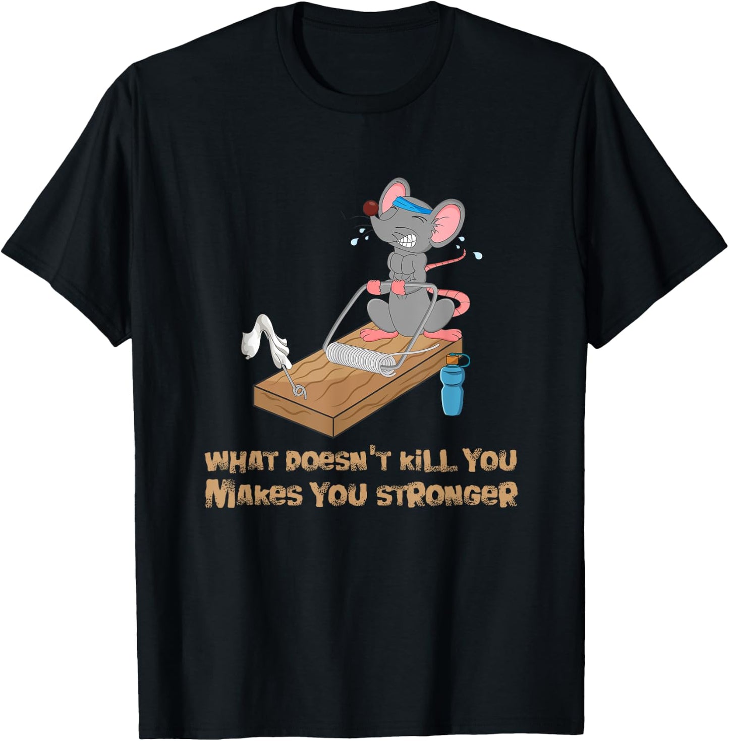 Mouse Training Mousetrap Fitness Workout Bench Press Funny T-Shirt - T-Shirt | Black