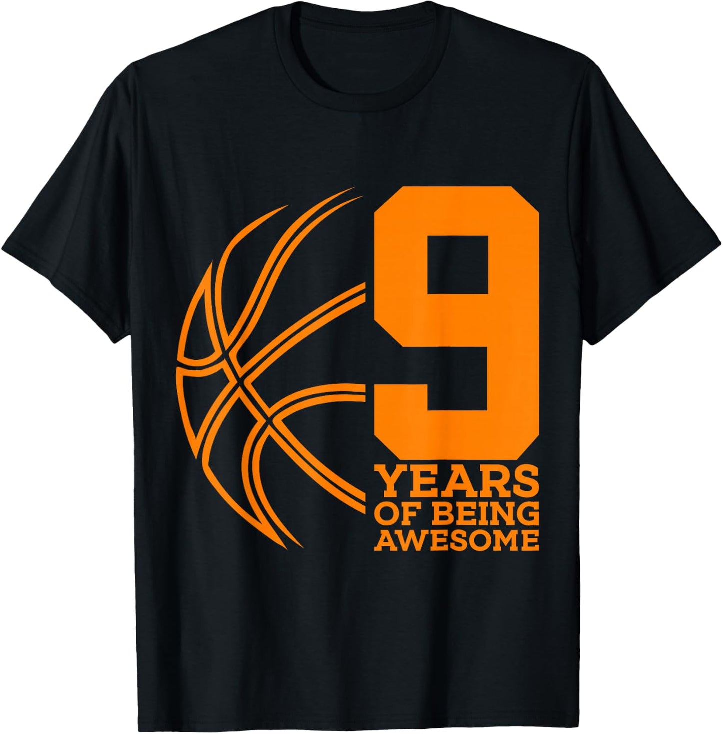 9 Years of Being Awesome Basketball 9th Birthday T-Shirt - T-Shirt | Black