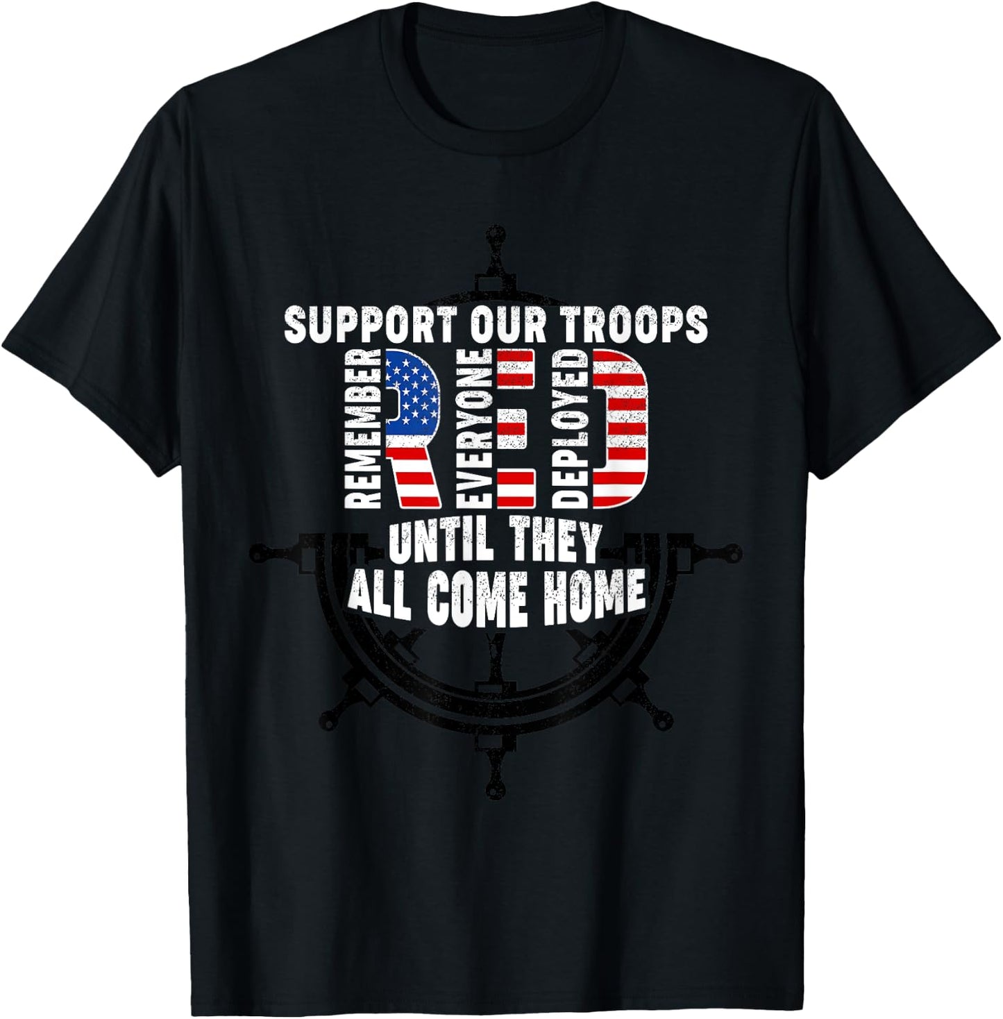On Friday We Wear Red Friday Navy Support Troops US Flag T-Shirt - T-Shirt | Black