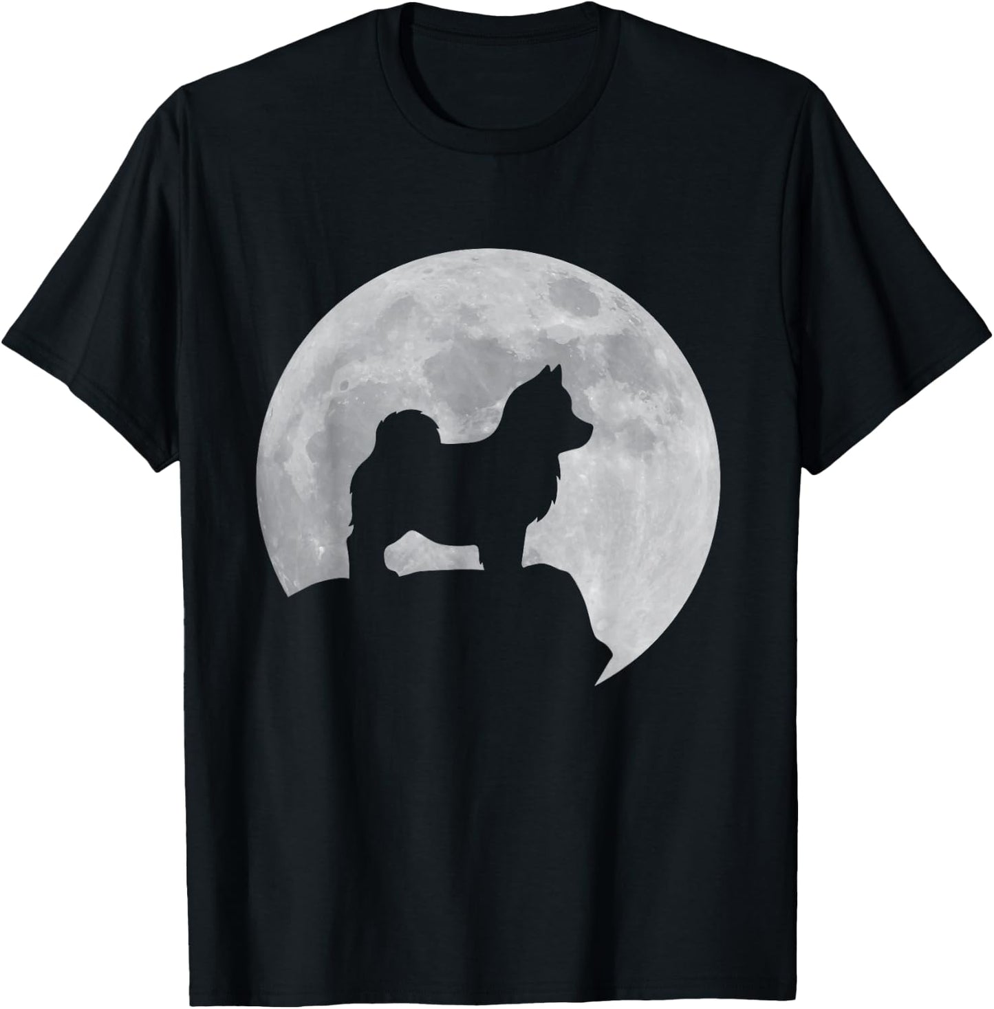Moon And Dog Silhouette - Pomsky T-Shirt - T-Shirt | Black