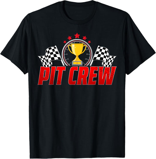 Pit Crew Family Birthday Party Racing Men Women Race Car T-Shirt - T-Shirt | Black