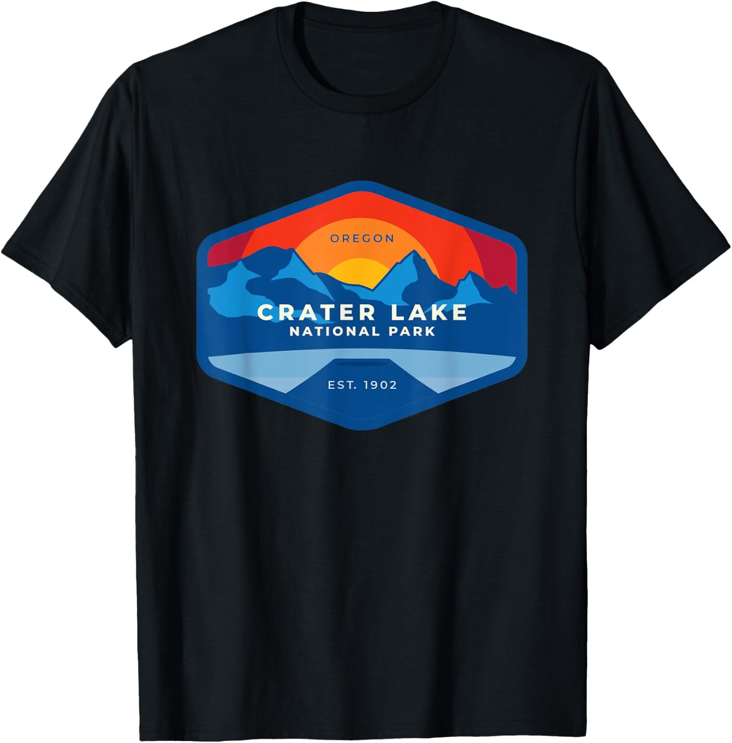 Vintage Sunset At Crater Lake National Park Oregon T-Shirt - T-Shirt | Black