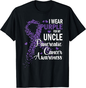 I Wear Purple For My Uncle Pancreatic Cancer Awareness Month T-Shirt - T-Shirt | Black