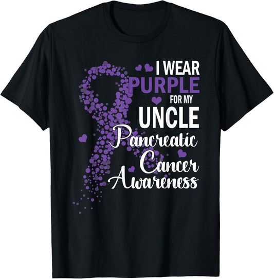 I Wear Purple For My Uncle Pancreatic Cancer Awareness Month T-Shirt - T-Shirt | Black