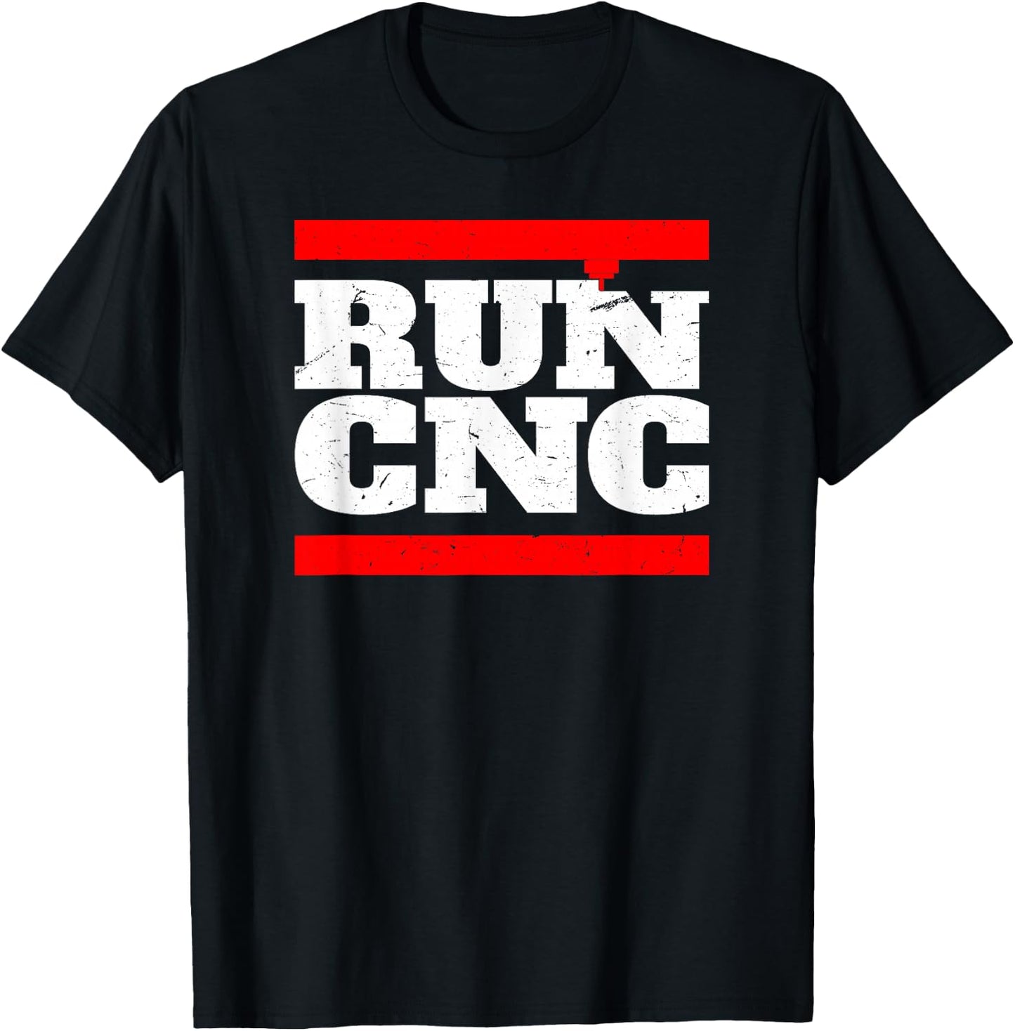 RUN CNC Shirt Funny CNC Machinist Shirt Vintage T-Shirt - T-Shirt | Black
