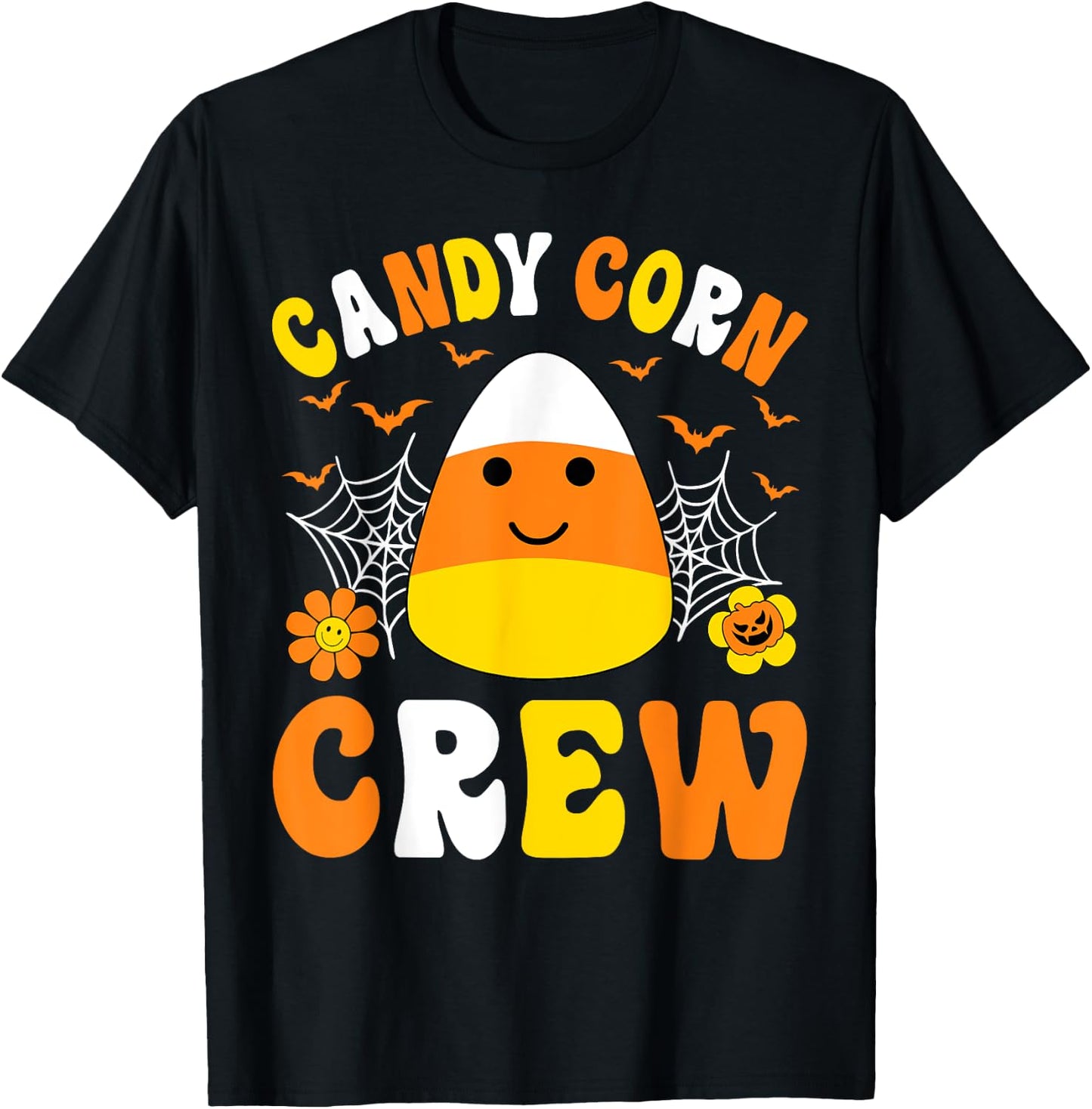 Cute Candy Corn Crew Squad Kids Boys Girls Halloween Costume T-Shirt - T-Shirt | Black