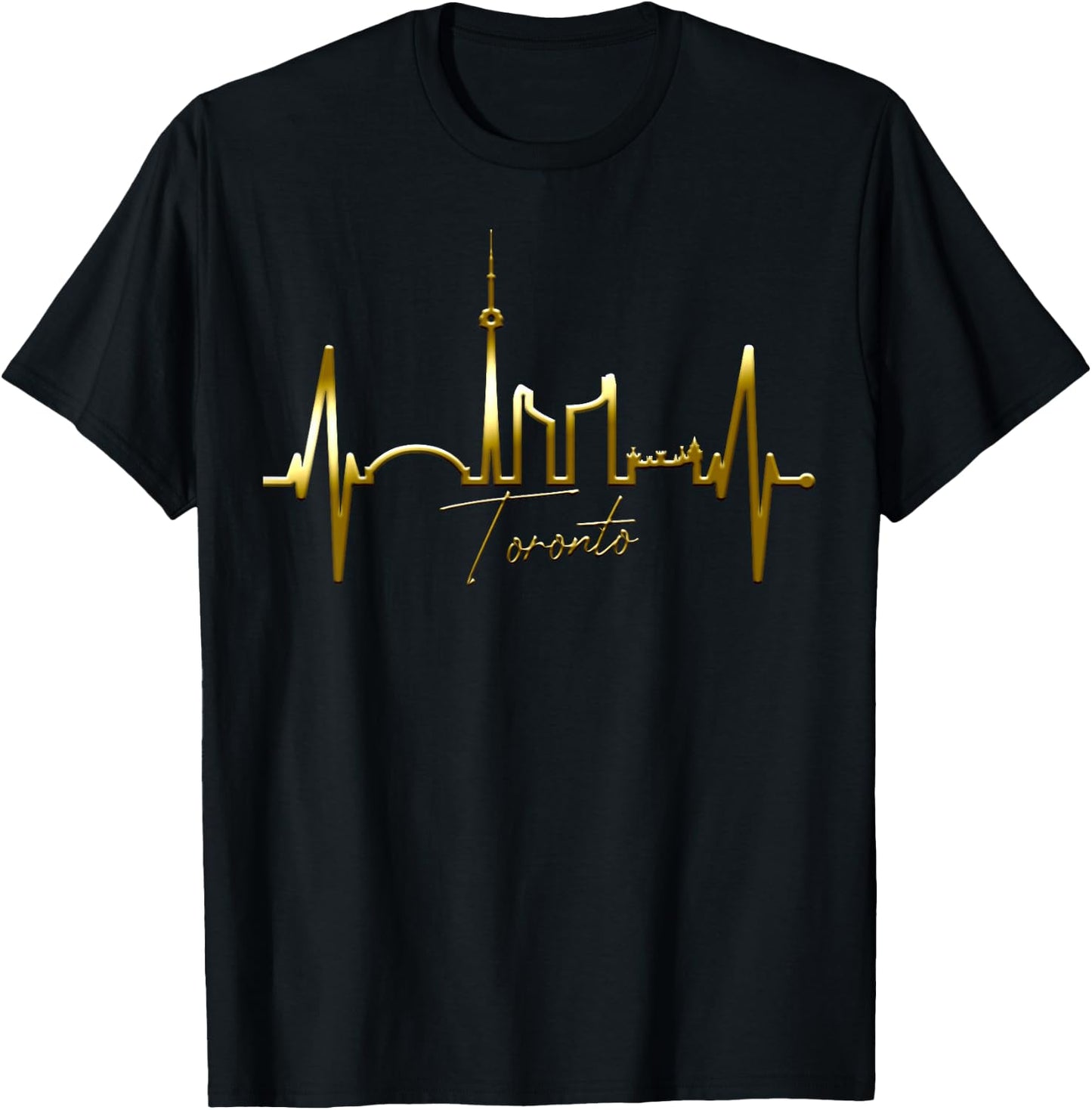 Toronto Skyline Heartbeat Canadian Lover I Love Canada T-Shirt - T-Shirt | Black
